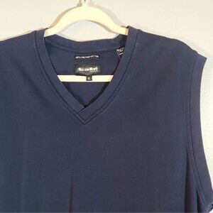 Bolle Golf Men's Navy Solid V-Neck Knit Cotton Sweater Vest XL Logo